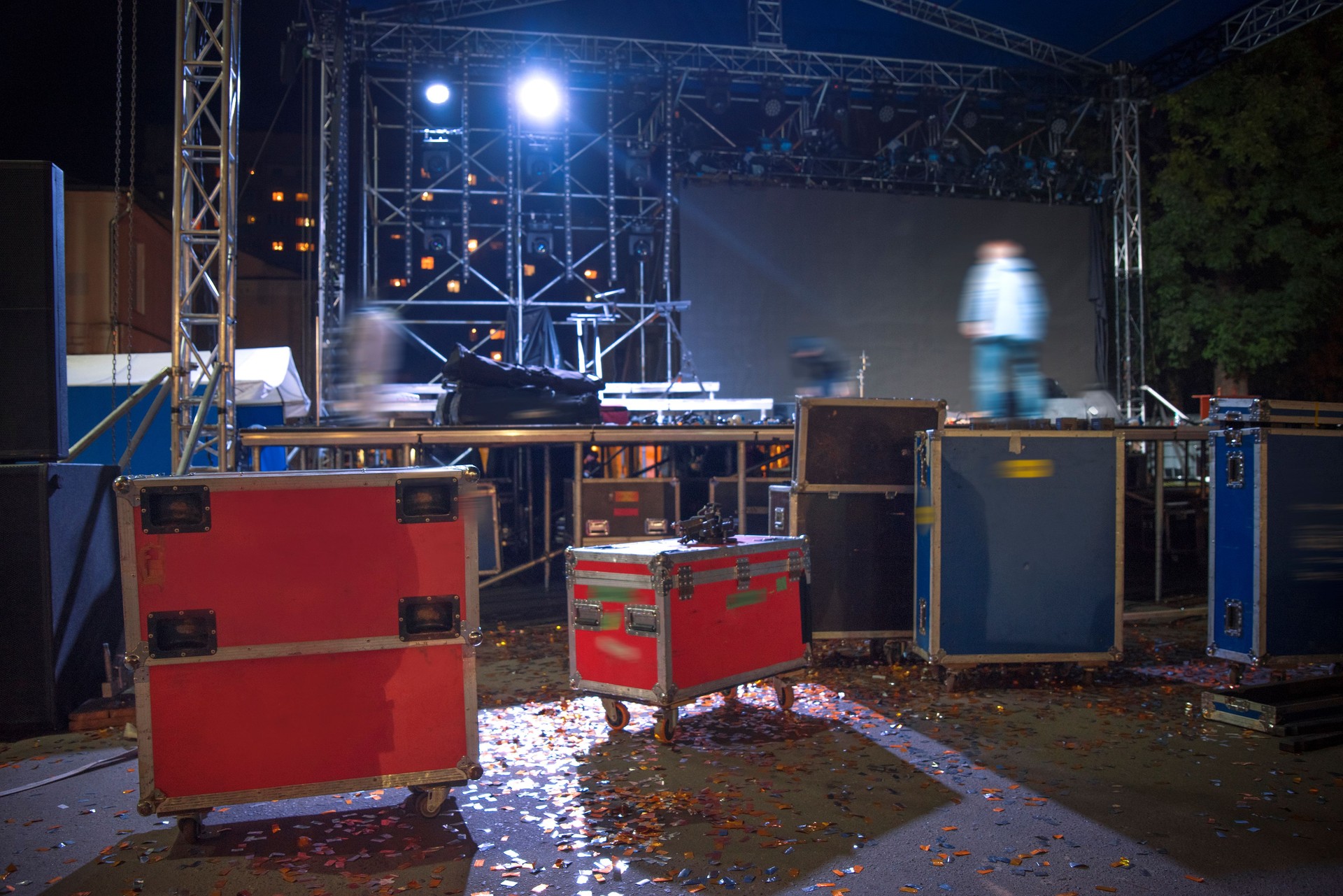 Preparing the stage for a concert
